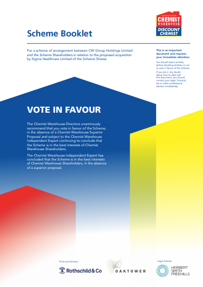 Chemist Warehouse Scheme of Arrangement booklet