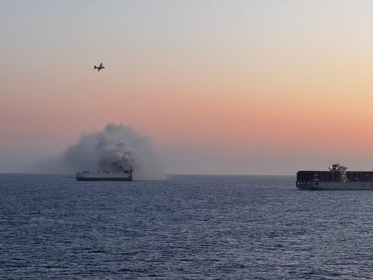 The Morning Midas sending smoke across the ocean
