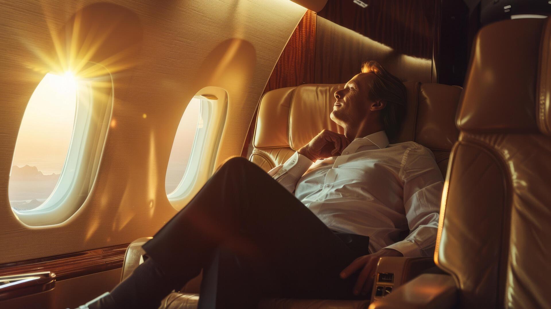 Passenger on plane looking out window