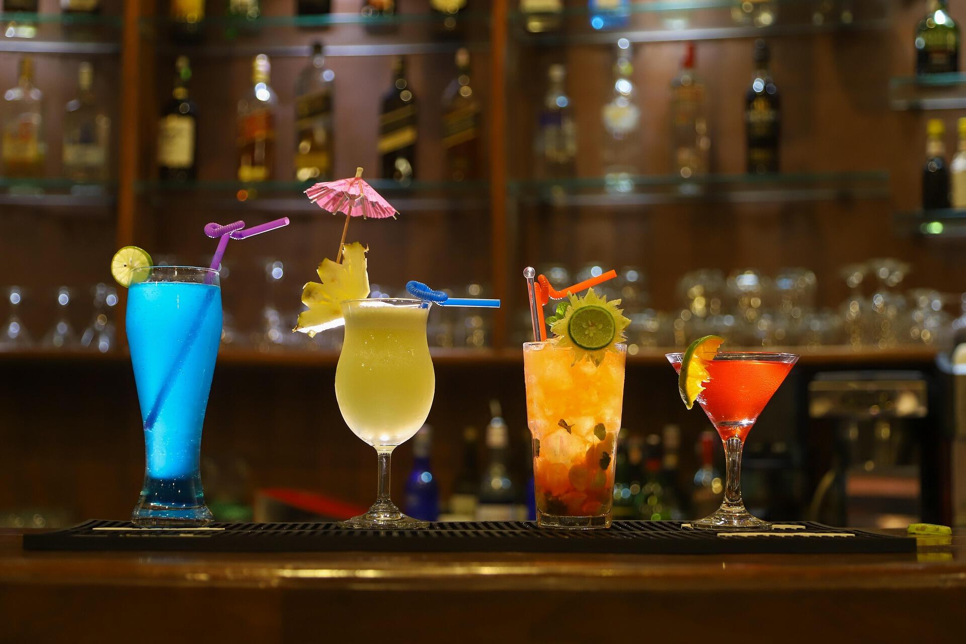 Cocktails on a bar