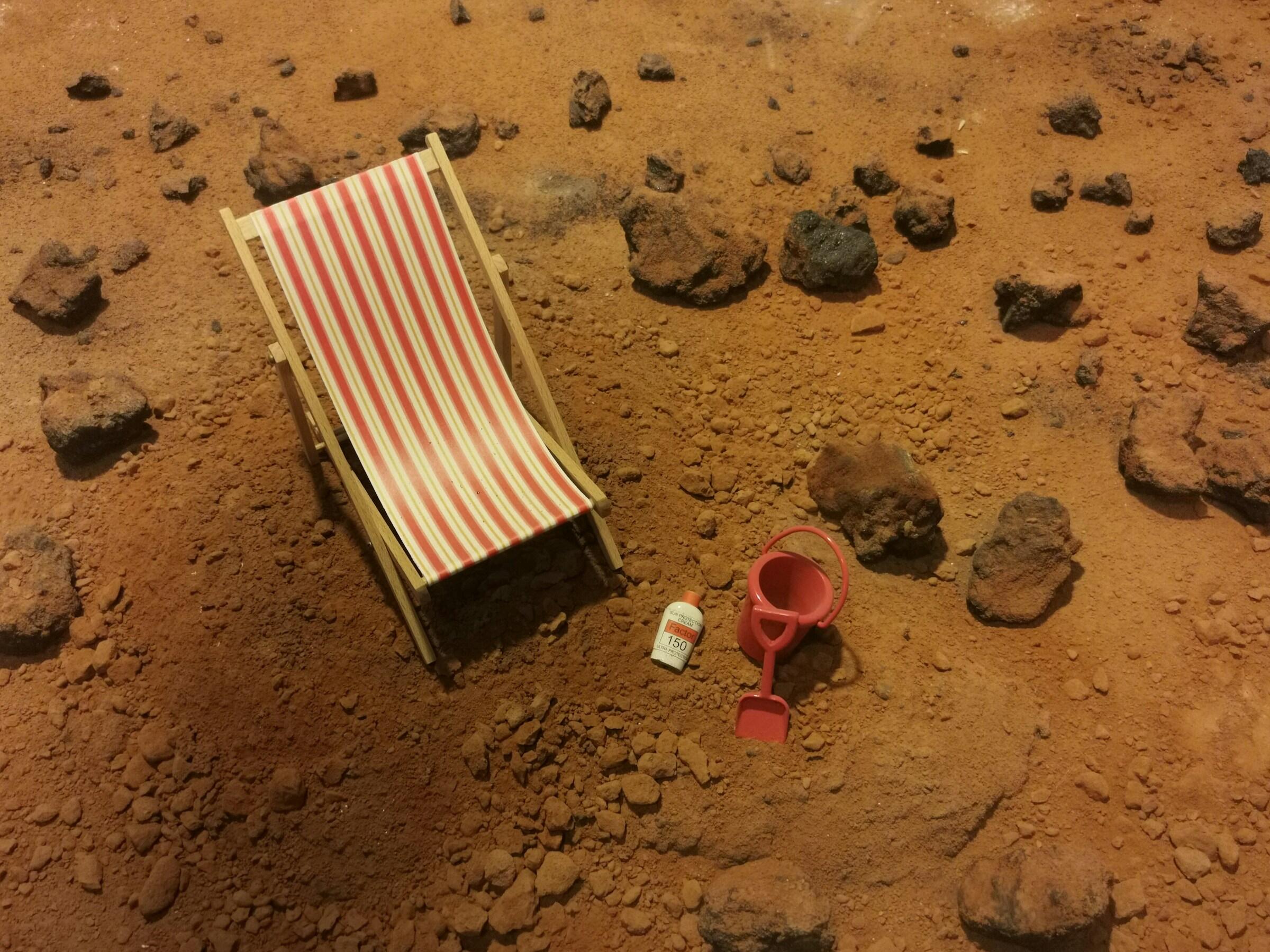 Deck chair and sand bucket on Mars