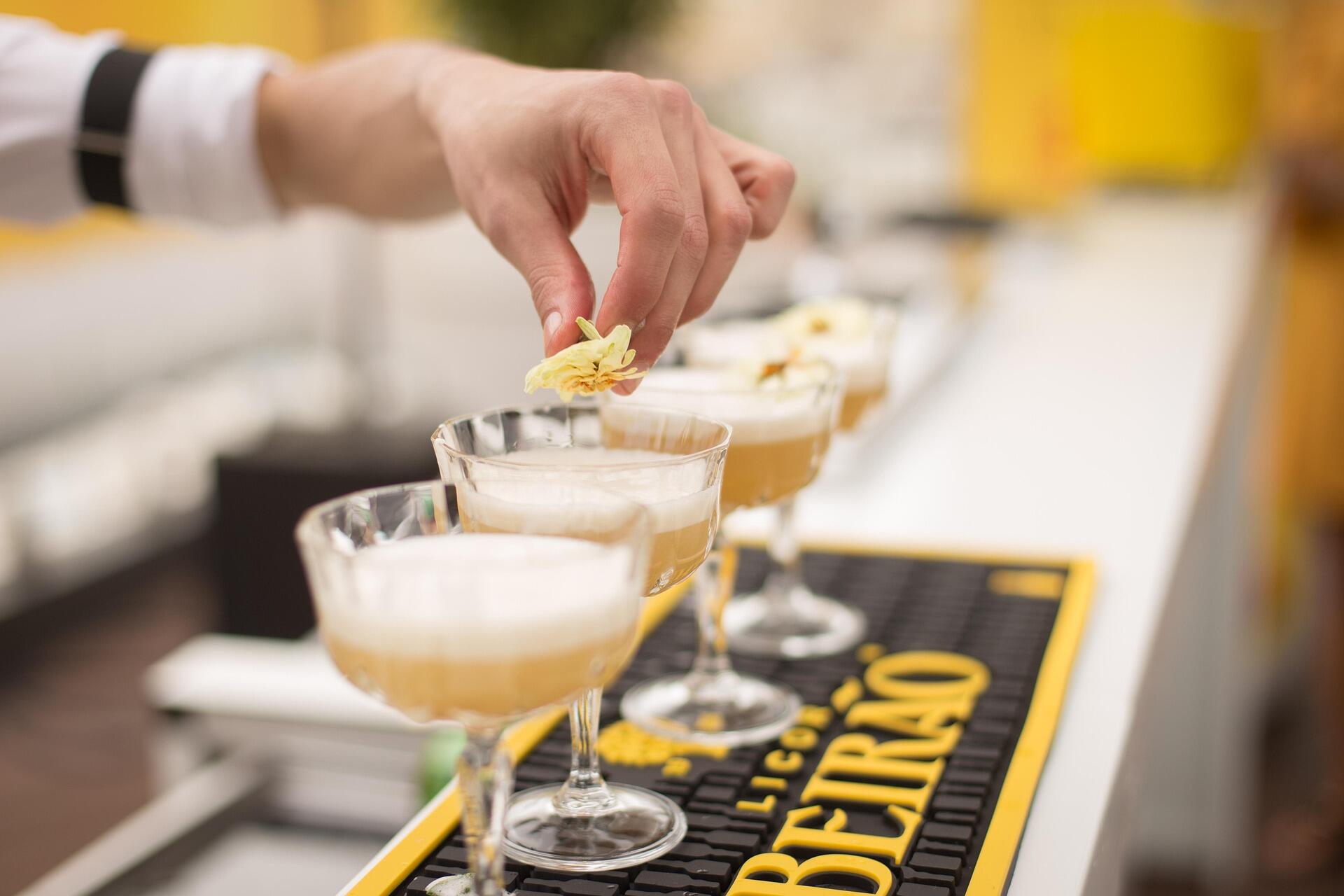 Bartender preparing drinks