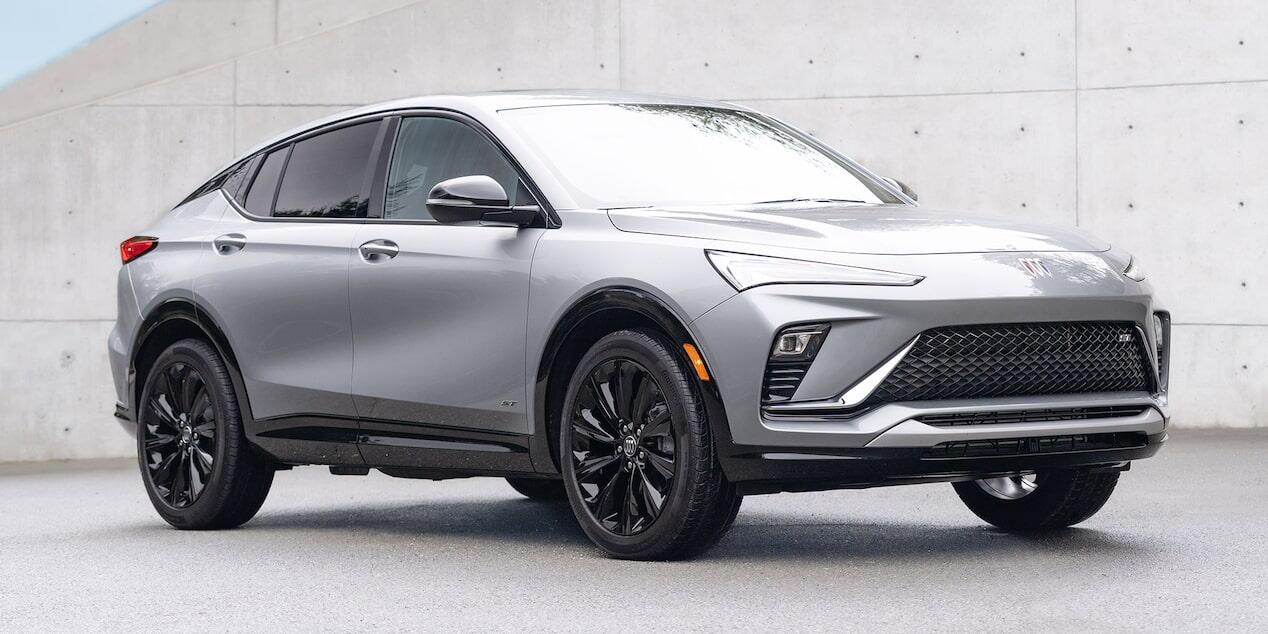A silver crossover SUV