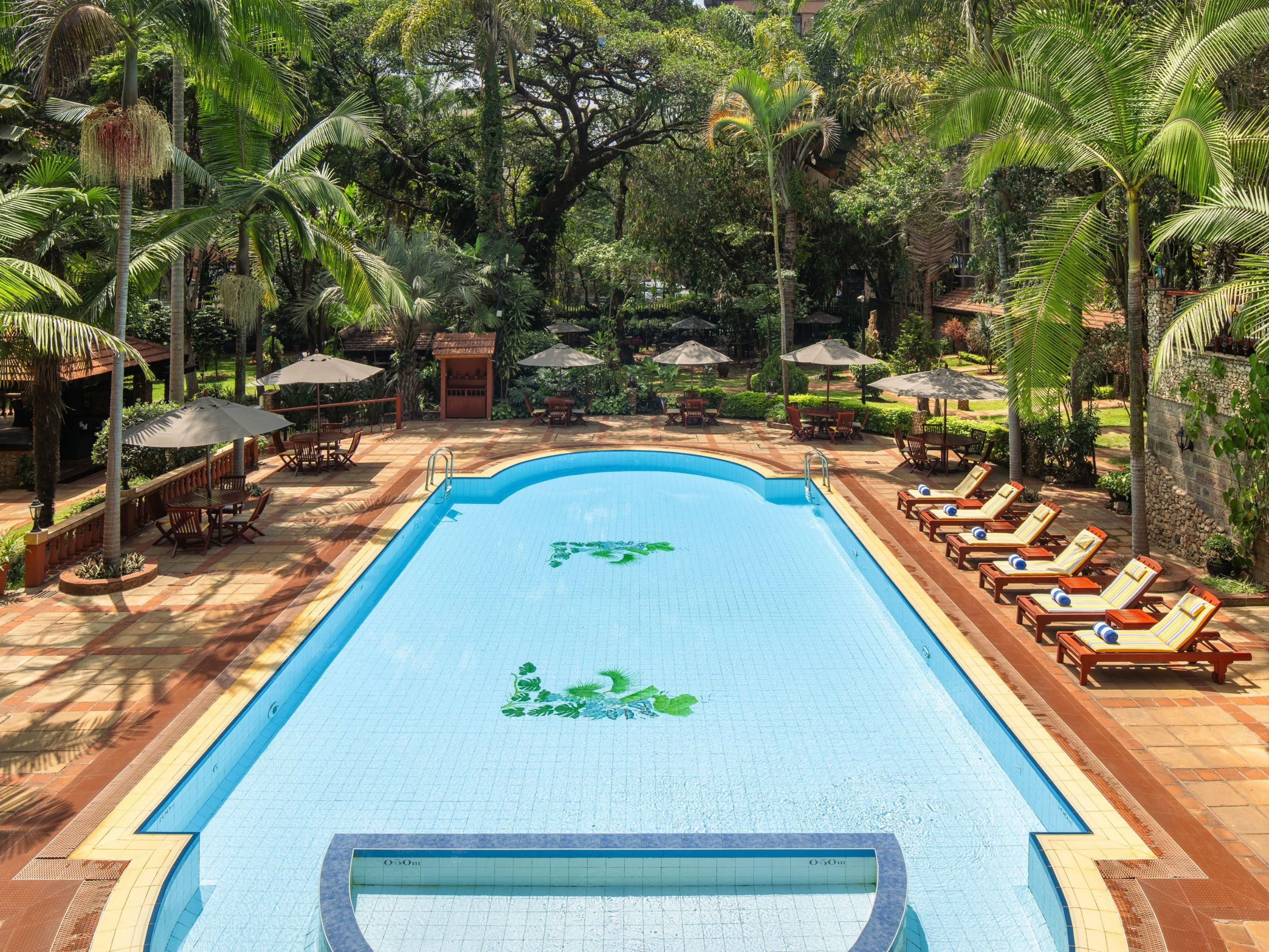 The pool area available for guests