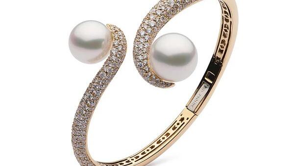 AUTORE 18CT YELLOW GOLD SOUTH SEA PEARL & DIAMOND BRACELET