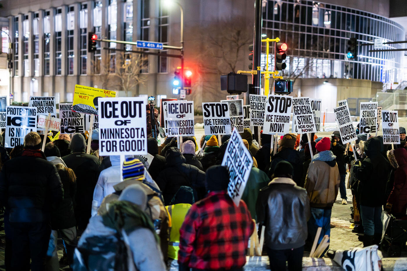 Protestors marching against the killing of Renee Good by ICE agents in Minnesota