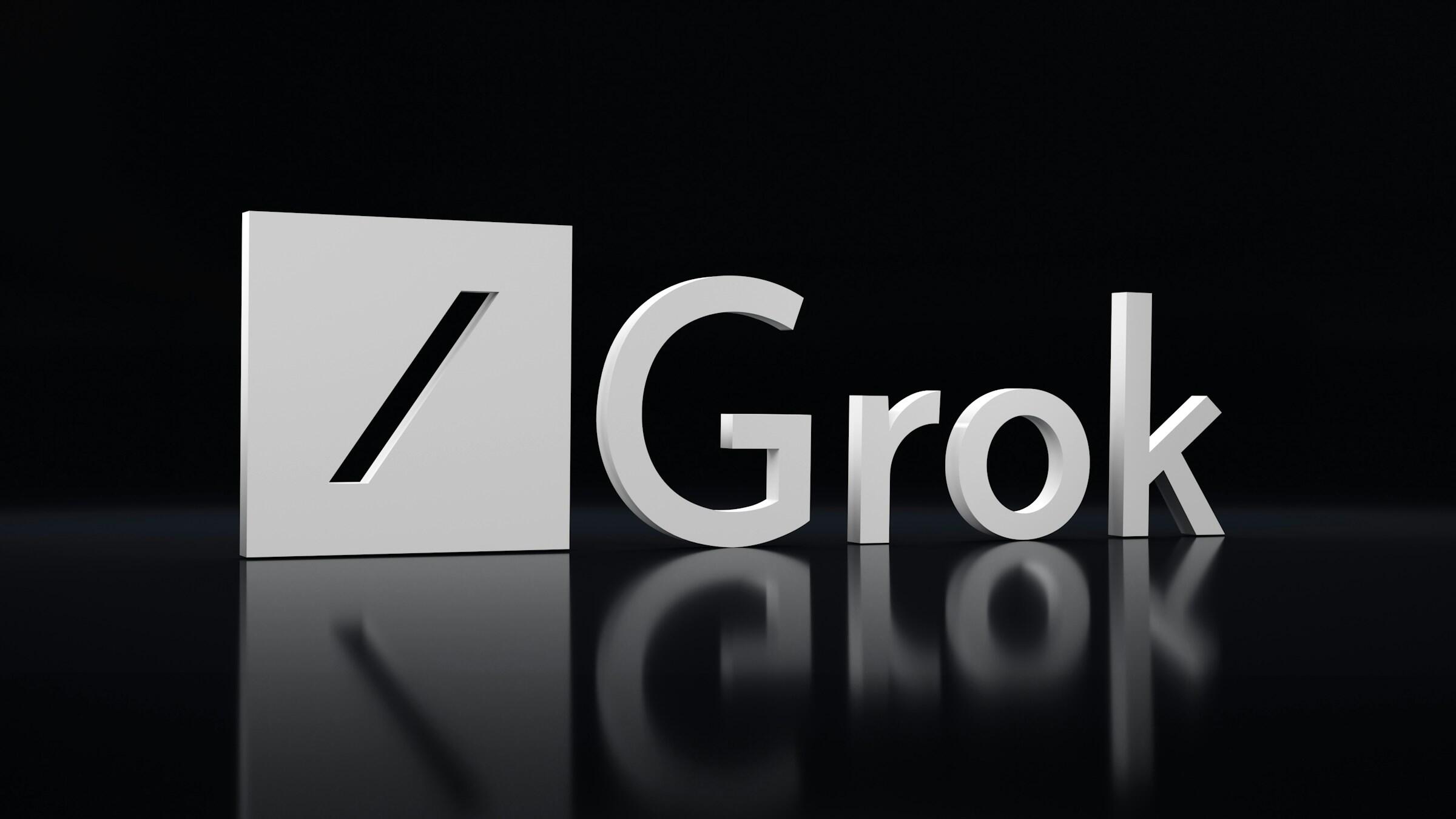 Grok's logo in white on a black background