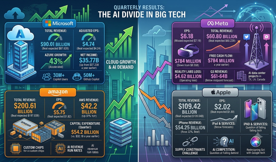 Big Tech earnings: AI spending boom, cash flow pressure