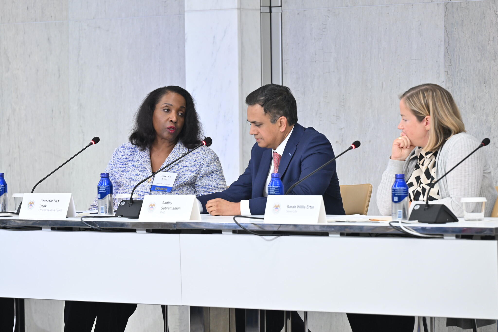 On July 14, 2026, Governor Cook moderated a panel on emerging innovation, AI, and financial inclusion at the “Next-Gen Financial Inclusion” conference