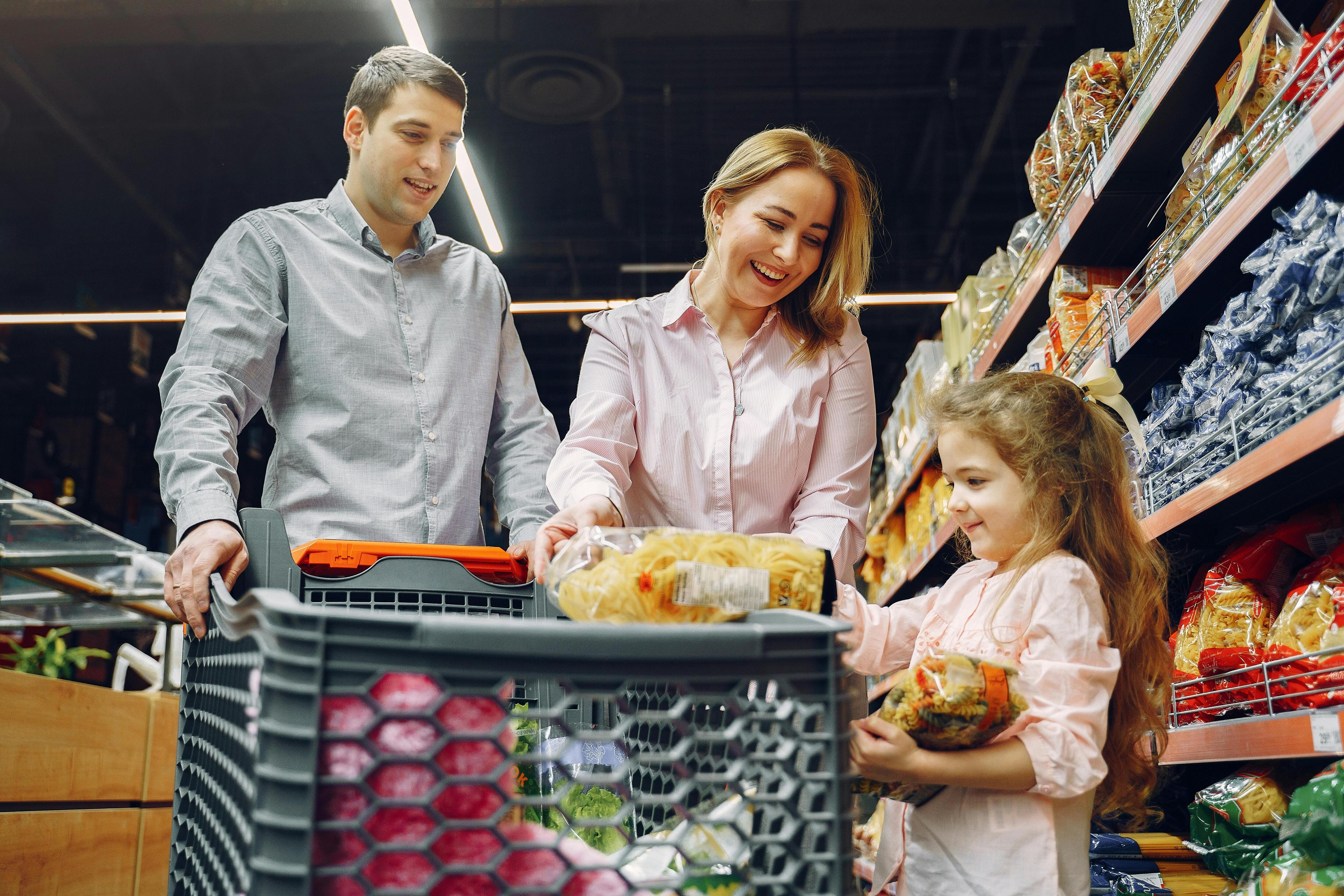 Family shopping at the supermarket