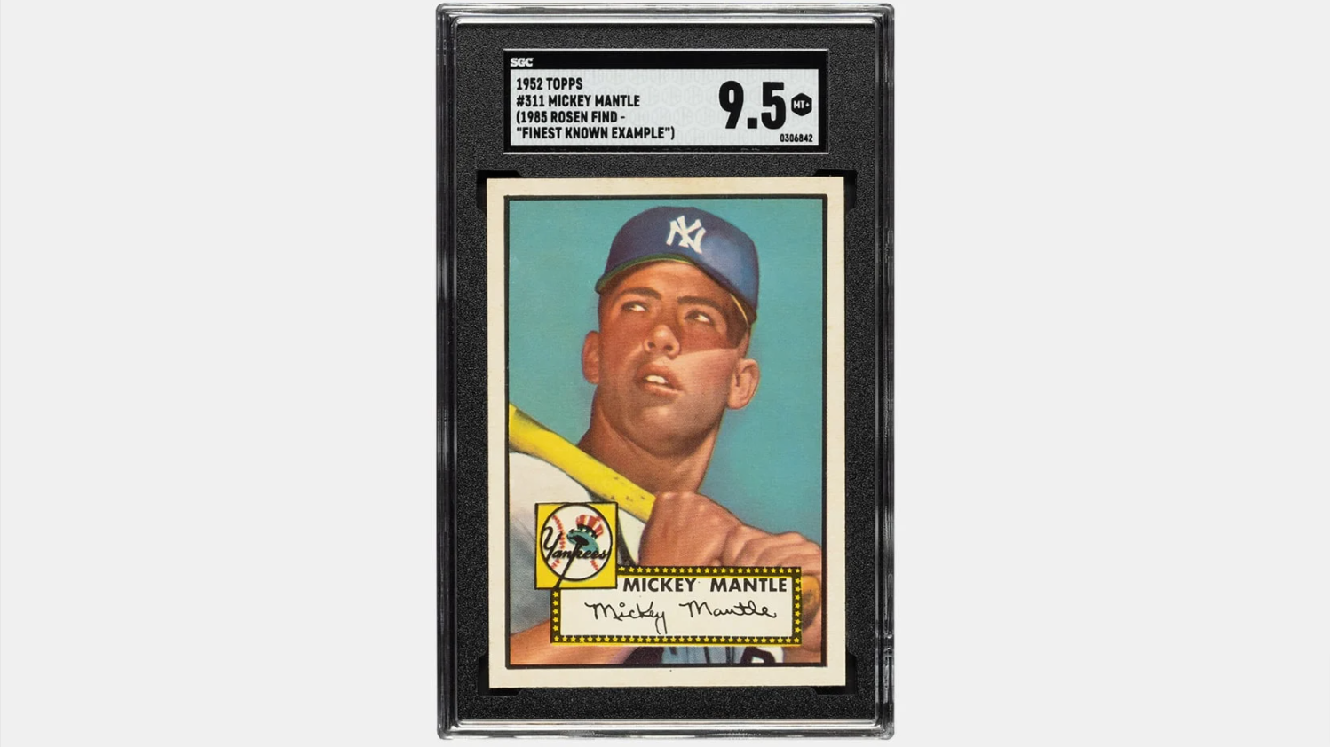 This 9.5 graded 1952 Topps Mickey Mantle card sold for $12.6 million. Credit: Heritage Auctions