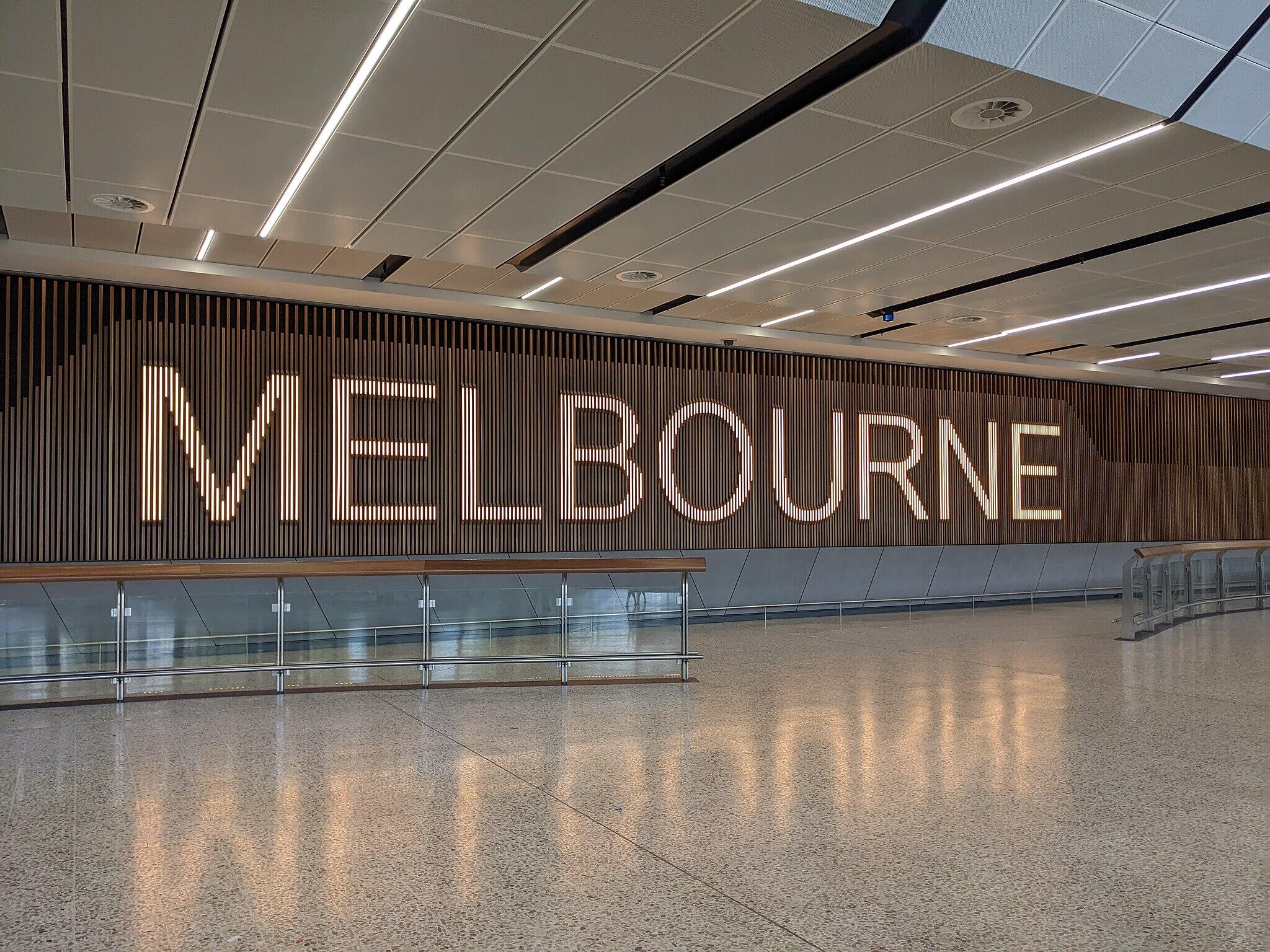 Melbourne sign at the Melbourne airport