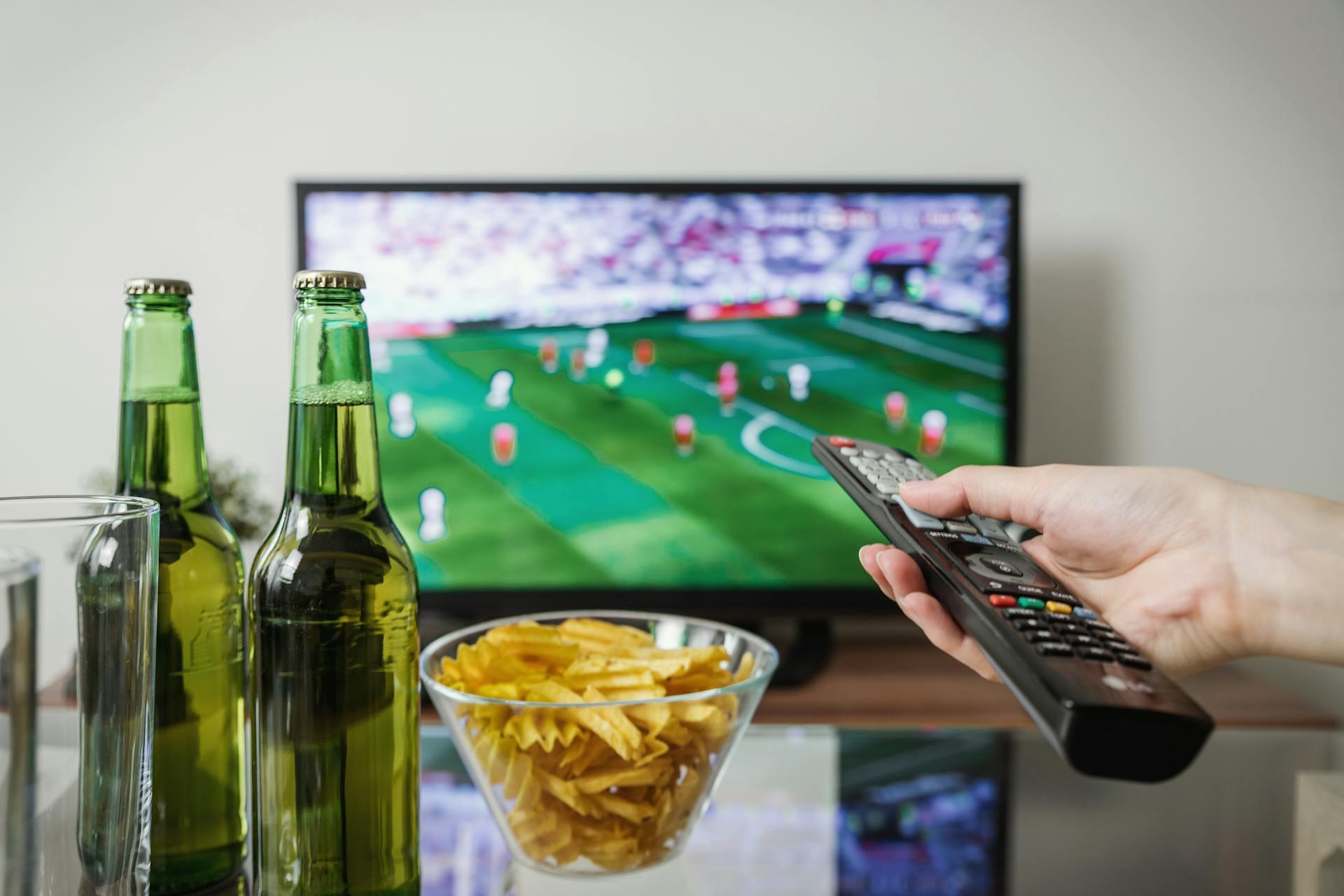 JESHOOTS.com shot of superbowl with beer and chips and TV