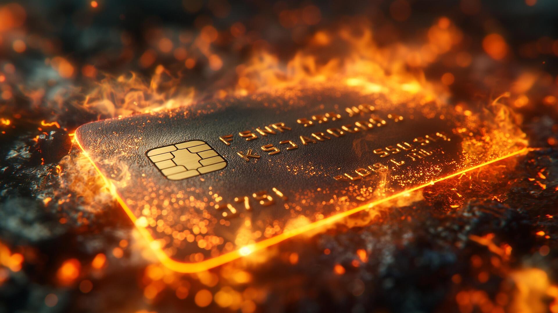 Credit card on fire